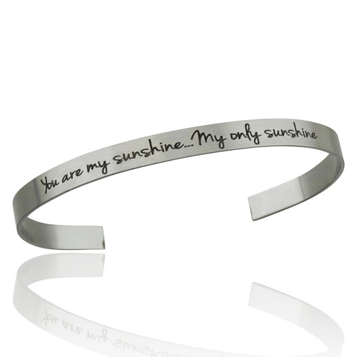 You Are My Sunshine Engravable Thin Cuff Bangle Bracelet