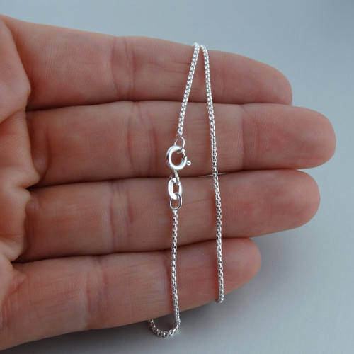 Beck 20 Thin Round Box Chain Necklace in Oxidized Sterling Silver