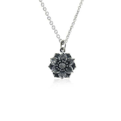 Realistic Lotus Flower Charm Necklace, Sterling Silver, 3D Realistic Lotus Flower Charm Necklace, Sterling Silver, 3D