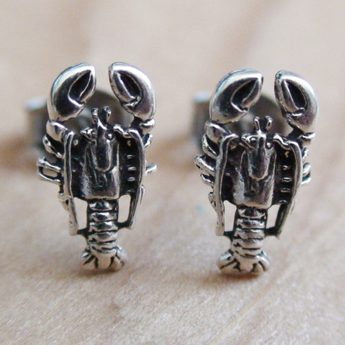 Lobster Earrings Sterling Silver Post Earrings