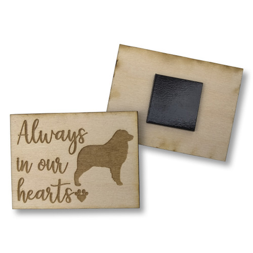 Always in Our Hearts Australian Shepherd Magnet, 2" x 1.5", Basswood