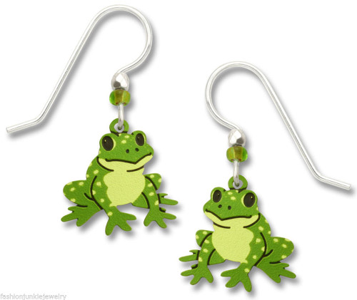 Frog Earrings - Sterling Silver Ear Wires Frog Earrings - Sterling Silver Ear Wires