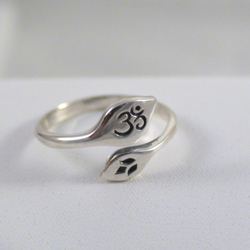 Adjustable Lotus Flower and Ohm Ring in Sterling Silver Adjustable Lotus Flower and Ohm Ring in Sterling Silver