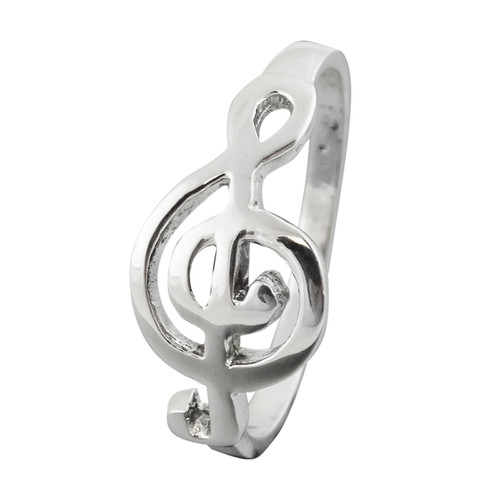 Sideways Treble Clef Ring - 925 Sterling Silver