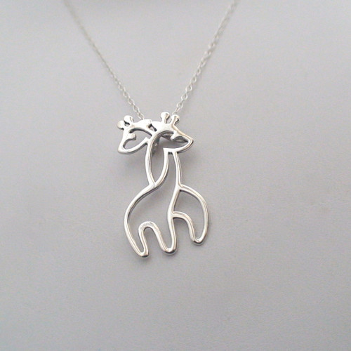 Sterling Silver Hugging Giraffe Necklace