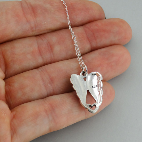 Angel Wing Heart Necklace in Sterling Silver