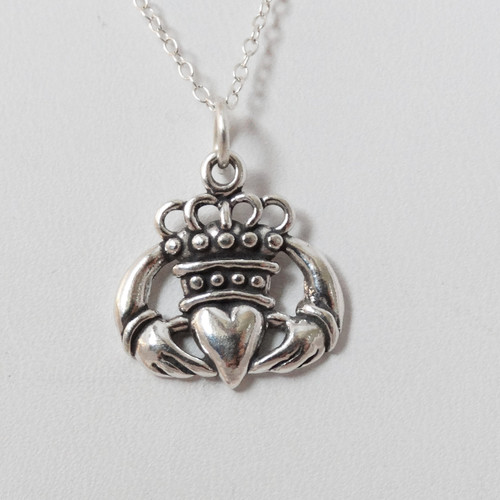 Sterling Silver Claddagh Heart Charm Necklace Sterling Silver Claddagh Heart Charm Necklace
