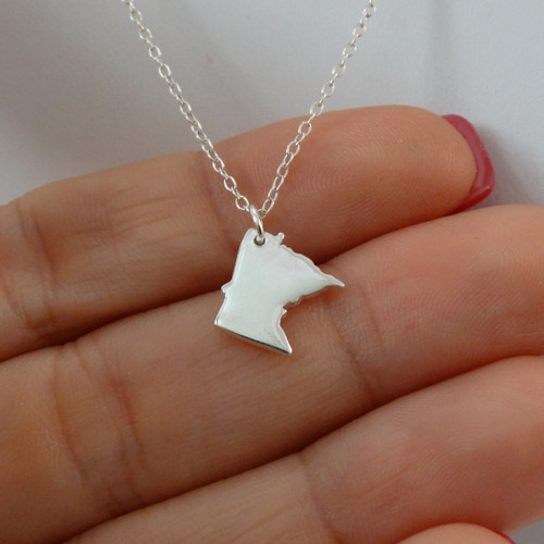 Sterling Silver Minnesota State Charm Necklace