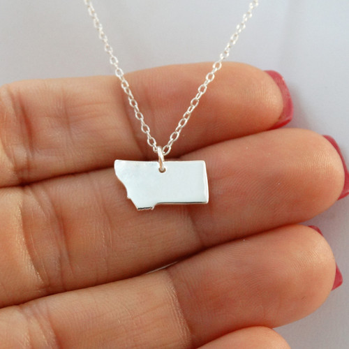 925 Sterling Silver Montana State Charm Necklace 925 Sterling Silver Montana State Charm Necklace