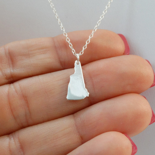 925 Sterling Silver New Hampshire State Charm Necklace