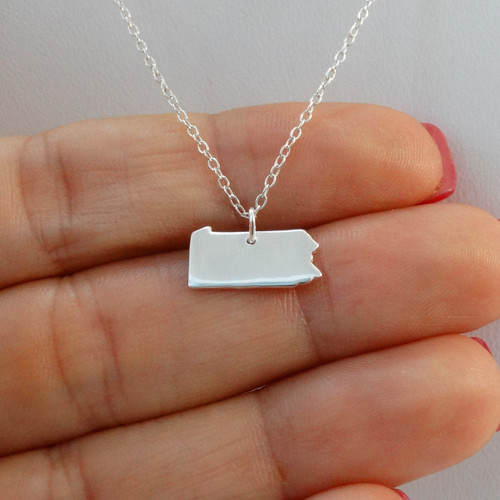 925 Sterling Silver Pennsylvania State Charm Necklace 925 Sterling Silver Pennsylvania State Charm Necklace