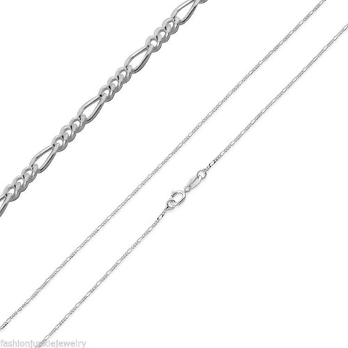 1mm Figaro Chain Necklace - 925 Sterling Silver 1mm Figaro Chain Necklace - 925 Sterling Silver