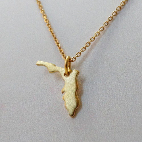 Sterling Sterling Gold Florida State Charm Necklace