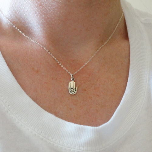 Healing Hand Charm Necklace in Sterling Silver