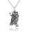 3-D Textured Owl on Branch Charm Necklace - 925 Sterling Silver