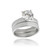 Solitaire CZ Engagement Wedding Ring Set - 925 Sterling Silver Cubic Zirconia