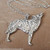Howling Wolf Textured Pendant Necklace - 925 Sterling Silver