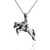 Sterling Silver Jumping Horse and Rider Necklace, 18" Chain