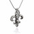 Large Fleur-de-lis Pendant Necklace - 925 Sterling Silver - Snake Chain