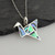 Origami Crane Necklace - 925 Sterling Silver - Genuine Abalone