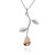 Hanging Long Stem Rose Necklace w/ 18k Rose Gold Petals - 925 Sterling Silver Hanging Long Stem Rose Necklace w/ 18k Rose Gold Petals - 925 Sterling Silver