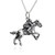 Race Horse w/ Jockey Necklace - 925 Sterling Silver