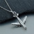 3D Jet Airplane Charm Necklace - Sterling Silver