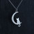 Moon w/ Kitty Silhouette Charm Necklace - Sterling Silver Moon w/ Kitty Silhouette Charm Necklace - Sterling Silver