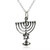 Menorah Charm Necklace with Star of David - Sterling Silver