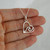 Ocean Wave in Heart Sterling Silver Pendant Necklace