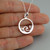 Ocean Waves Circle Pendant Necklace - Sterling Silver