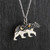 Bear Charm Necklace w/ Mountains and Bronze Moon, Sterling Silver