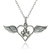 Paw Print in Heart w/ Wings Charm Necklace - Sterling Silver