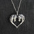 Heart with Two Horses Charm Necklace, Sterling Silver Heart with Two Horses Charm Necklace, Sterling Silver