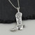 Cowboy Boot w/ Spur Charm Necklace, Sterling Silver
