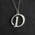 Script Letter D Charm Necklace, Sterling Silver