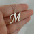 Script Letter M Charm Necklace, Sterling Silver