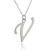 Script Letter V Charm Necklace, Sterling Silver