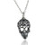 Small 3D Sugar Skull Charm Necklace w/ Filigree Scroll, Sterling Silver