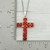 Crown of Thorns Flowers Cross Pendant on White, Stainless Steel
