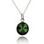 Real Mini Four Leaf Clover Charm Necklace, Sterling Silver, Round Black