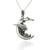 Sterling Silver Dragon on Moon Necklace 18" Chain
