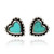 Sterling Silver Granulated Heart Earrings with Synthetic Turquoise