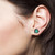 Sterling Silver Granulated Heart Earrings with Synthetic Turquoise