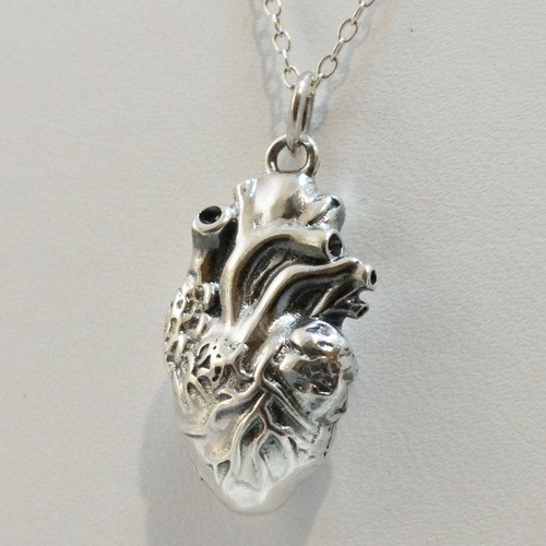 3D Anatomical Heart Necklace Sterling Silver FashionJunkie4Life