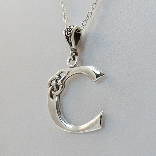 Sterling Silver Celtic Initial Letter C Necklace | FashionJunkie4Life