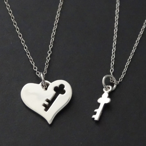 Key to My Heart Silver Padlock Necklace with Sterling Silver Chain