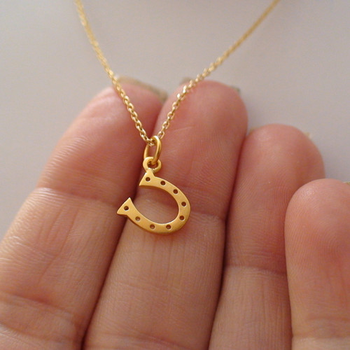 Tiny Horseshoe Necklace - 24k Gold Plated Sterling Silver
