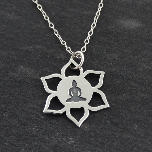 Buddha Lotus Flower Necklace in 925 Sterling Silver | FashionJunkie4Life