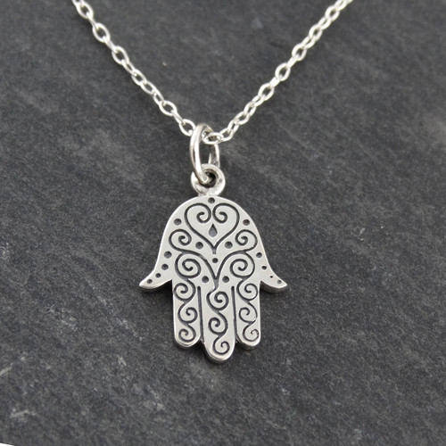 Hamsa Necklace 925 Sterling Silver FashionJunkie4Life